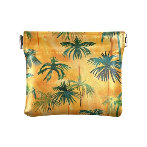 Summer Orange Tropical Trees PU Leder Wechselgeldbörse Praktische Kosmetiktasche für Damen, Sommerorange tropische Bäume, 1 size, Modern von siphylline