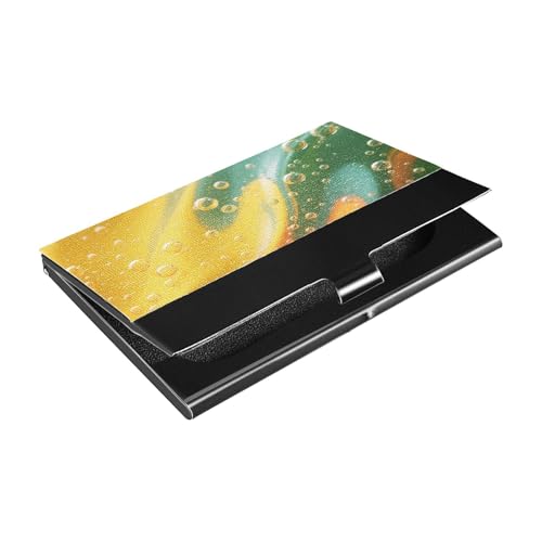 Summer Soda Bubbles Color Slim Visitenkartenhalter Organizer mit Leder und Edelstahl Kartenetui für Reisen, Zuhause oder Büro von siphylline