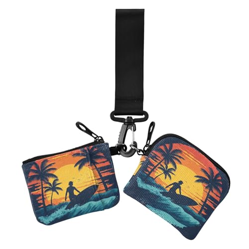 Summer Sunset Sea Wave Damen Kleingeldbörse Kartenetuis Große Kapazität Handgelenktasche Schlüsselhalter mit Reißverschlusstasche für den täglichen Gebrauch, 2 Stück von siphylline