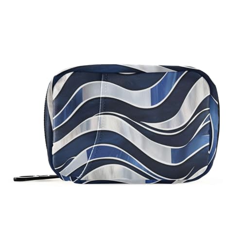 Tabletten-Organizer mit abnehmbaren Fächern, blau und weiß gestreift, Reiseetui von siphylline