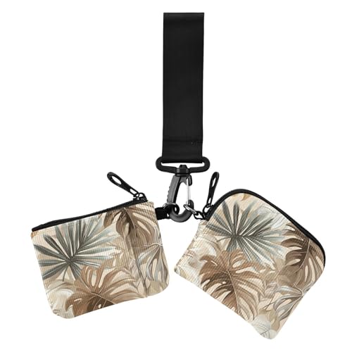 Tropical Brown Leaves Damen Kleingeldbörse Kartenetuis Kleine Tragbare Karten-Organizer Geldbörse mit Handgelenkschlaufe für Arbeit Reisen 2 Stück von siphylline