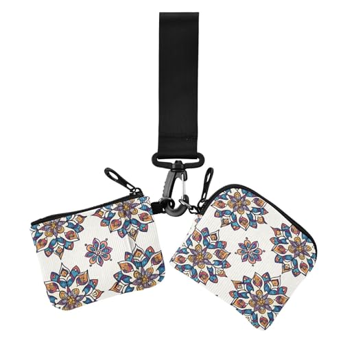 Vintage Bohemian Flowers Damen Münzgeldbörse Kartenhalter Große Kapazität Kreditkartenetui mit Reißverschlusstasche für den täglichen Gebrauch, 2 Stück Vintage Bohemian Flowers Damen Münzgeldbörse Kartenhalter Große Kapazität Kreditkartenetui mit Reißverschlusstasche für den täglichen Gebrauch, 2 Stück von siphylline