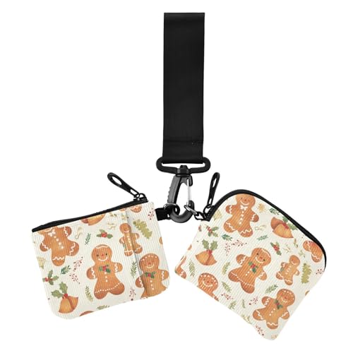 Weihnachts-Lebkuchen-Brieftaschen für Damen und Herren, kompakte Größe, Kreditkartenetui, mit Reißverschlussfach für Damen, 2 Stück Weihnachts-Lebkuchen-Brieftaschen für Damen und Herren, kompakte Größe, Kreditkartenetui, mit Reißverschlussfach für Damen, 2 Stück von siphylline