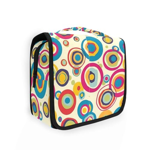 Wunderschöne runde Largoiletry Tasche für Damen mit Haken zum Aufhängen, Reißverschluss-Bürstentasche mit Fächern und Griff von siphylline