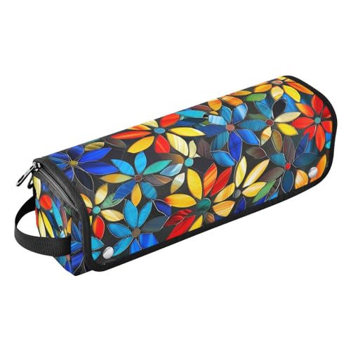 siphylline 2-in-1-Haar-Werkzeug-Organizer und hitzebeständige Matte mit Reißverschluss, wasserdicht, Reise-Organizer für Glätteisen, Glätteisen, Lockenstäbe, böhmisches Buntglas-Multi-Trave-Etui von siphylline