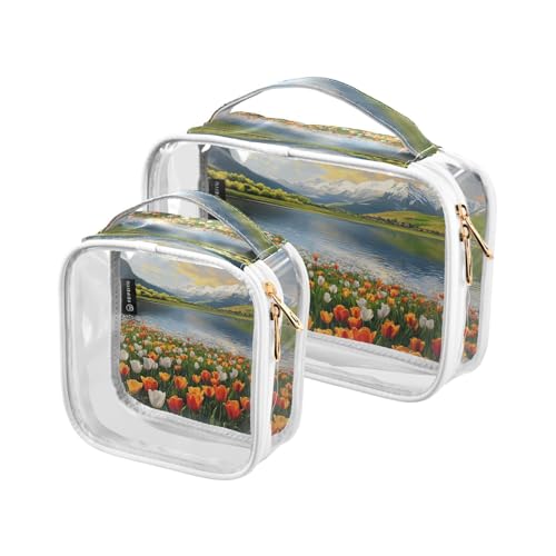 siphylline 2 transparente Herren-Kulturbeutel, TSA-zugelassen, tragbare Reise-Kosmetiktasche, Rasierutensilien von siphylline