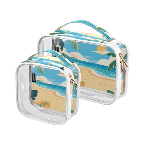 siphylline 2 transparente Kulturbeutel, Reise-Kulturbeutel, TSA-zugelassen, tragbare Make-up-Tasche, Rasierset für Herren von siphylline