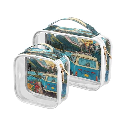 siphylline 2 transparente Kulturbeutel für Damen, TSA-zugelassen, multifunktionale Make-up-Tasche, Organizer, Reiseutensilien von siphylline