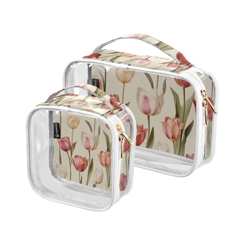 siphylline 2 transparente Kulturbeutel für Damen, TSA-zugelassen, wasserabweisend, kleine Make-up-Tasche, Rasierutensilien von siphylline