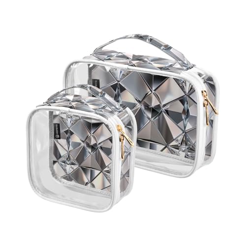 siphylline 2 transparente Reise-Kulturbeutel, TSA-zugelassen, wasserdicht, Make-up-Tasche, Rasierset für Herren von siphylline