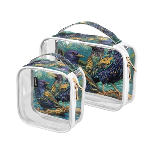 siphylline 2 x transparente Kulturbeutel, TSA-zugelassen, wasserdicht, Reise-Make-up-Taschen, Rasierset für Herren von siphylline