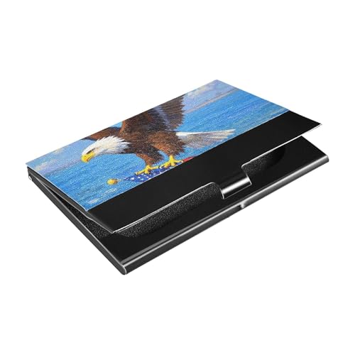 siphylline 4. Juli Unabhängigkeitstag brauner Vogel ultradünner Kartenhalter für Visitenkarten mit Kartenhaltern aus Leder und Edelstahl zum Schutz Ihrer Karten von siphylline