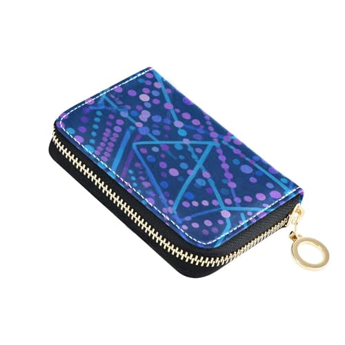 siphylline Abstrakte Art Dots Lines Herren-Geldbörse aus blauem Leder mit RFID-blockierendem Kartenhalter mit Reißverschluss von siphylline