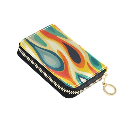 siphylline Abstrakte Regentropfen-Ledergeldbörse für Karten mit Cion-Geldbörse, RFID-blockierend, für Herren mit Reißverschluss von siphylline