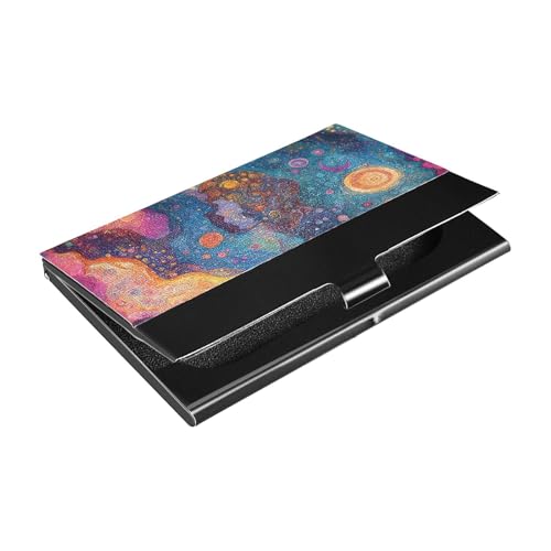 siphylline Abstraktes Reise-Visitenkartenetui mit Kartenetui aus Leder und Edelstahl, für Geschäftstreffen von siphylline