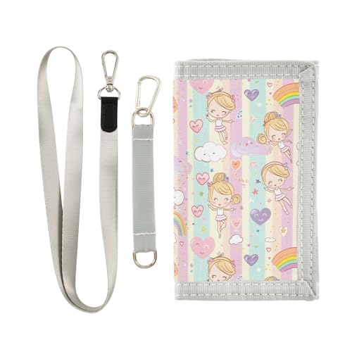 siphylline Ballerina Spieluhr Cartoon Trifold Wallets mit Geldklammer für Kreditkarten Coole Brieftasche Slim mit Lanyard, Ballerina, Spieluhr Cartoon, 1 size von siphylline