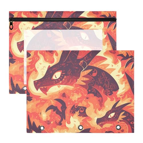 siphylline Binder-Federmäppchen, 3 Löcher, 3 Locher für A4-Papier, Briefe, 2 Stück, Lehrer, Schulanfang, Flamme Drache siphylline Binder-Federmäppchen, 3 Löcher, 3 Locher für A4-Papier, Briefe, 2 Stück, Lehrer, Schulanfang, Flamme Drache von siphylline