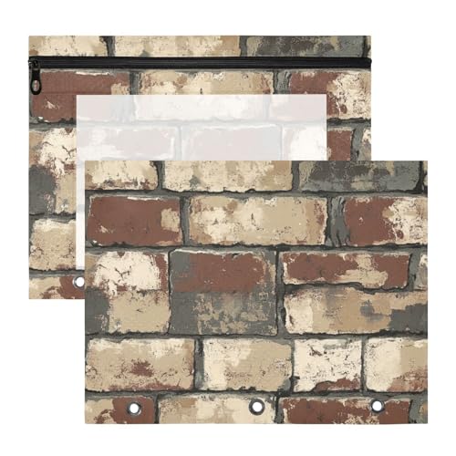 siphylline Binder-Federmäppchen, tragbarer Stifthalter für A4-Papier, Briefe, 2 Stück, Studenten, Klassenzimmer, Ziegelsteine, Retro-Stil siphylline Binder-Federmäppchen, tragbarer Stifthalter für A4-Papier, Briefe, 2 Stück, Studenten, Klassenzimmer, Ziegelsteine, Retro-Stil von siphylline