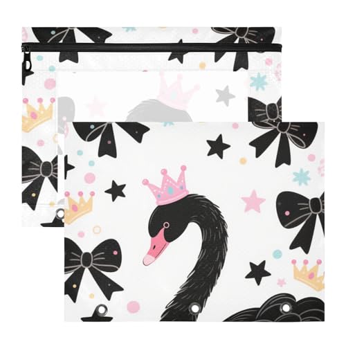 siphylline Binder-Federmäppchen mit Reißverschluss, 3 Löcher, für A4-Papier, Briefe, 2 Stück, Studenten, Zuhause, niedlicher Cartoon, schwarzer Schwan siphylline Binder-Federmäppchen mit Reißverschluss, 3 Löcher, für A4-Papier, Briefe, 2 Stück, Studenten, Zuhause, niedlicher Cartoon, schwarzer Schwan von siphylline