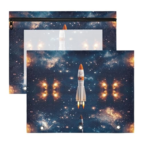 siphylline Binder-Federmäppchen mit Reißverschluss, 3-fach Locher, für A4-Papier, Briefe, 2 Stück, Studenten, Schulanfang, einfache, realistische Raketen siphylline Binder-Federmäppchen mit Reißverschluss, 3-fach Locher, für A4-Papier, Briefe, 2 Stück, Studenten, Schulanfang, einfache, realistische Raketen von siphylline