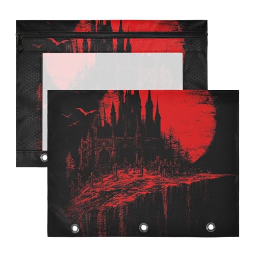 siphylline Binder-Federmäppchen mit Sichtfenster, Aufbewahrungstasche für A4-Papier, Briefe, 2 Stück, Studenten, Lehrerbedarf, Gothic, Vampirschloss siphylline Binder-Federmäppchen mit Sichtfenster, Aufbewahrungstasche für A4-Papier, Briefe, 2 Stück, Studenten, Lehrerbedarf, Gothic, Vampirschloss von siphylline