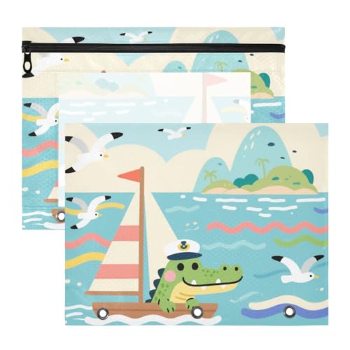 siphylline Binder-Federmäppchen mit glatten Reißverschlüssen, 3-Lochung für A4-Papier, Briefe, 2 Stück, Lehrer, Schulbedarf, Cartoon, niedliches Krokodil, Blau siphylline Binder-Federmäppchen mit glatten Reißverschlüssen, 3-Lochung für A4-Papier, Briefe, 2 Stück, Lehrer, Schulbedarf, Cartoon, niedliches Krokodil, Blau von siphylline