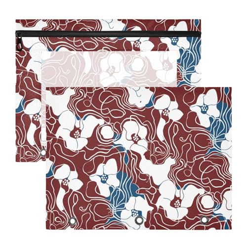 siphylline Binder-Federmäppchen mit glatten Reißverschlüssen, 3-Lochung für A4-Papier, Briefe, 2 Stück, Studenten, Schulanfang, Blumenlinien, abstraktes Rot siphylline Binder-Federmäppchen mit glatten Reißverschlüssen, 3-Lochung für A4-Papier, Briefe, 2 Stück, Studenten, Schulanfang, Blumenlinien, abstraktes Rot von siphylline