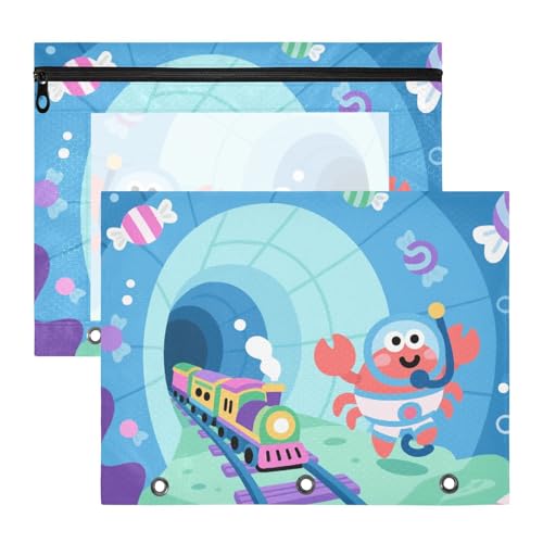 siphylline Bindertaschen, stabile Aufbewahrungstasche für A4-Papier, Briefe, 2 Stück, Lehrerklasse, Cartoon, Unterwasserzug, Krabbe, Blau siphylline Bindertaschen, stabile Aufbewahrungstasche für A4-Papier, Briefe, 2 Stück, Lehrerklasse, Cartoon, Unterwasserzug, Krabbe, Blau von siphylline