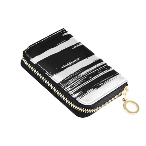 siphylline Black Line Kreditkartenetui aus Leder mit 2 Geldfächern, RFID-blockierend, Kreditkartenetui für Damen mit Reißverschluss von siphylline