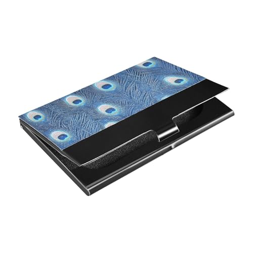 siphylline Blaue Pfauenfedern, ultradünne Visitenkartenhalter mit Kartenaufbewahrung aus Leder und Edelstahl zum Schutz Ihrer Karten von siphylline