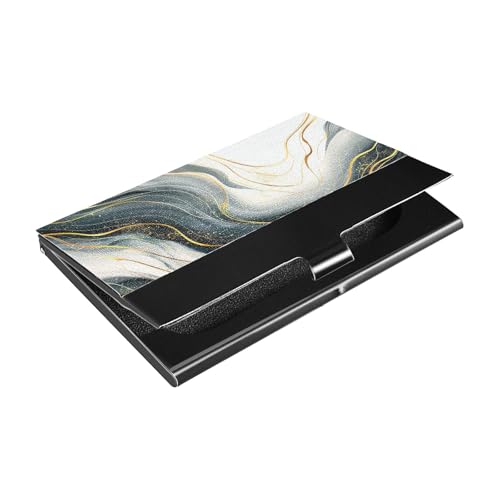 siphylline Blue Golden Lines ultradünnes Visitenkartenetui mit Kartenfach aus Leder und Edelstahl zum Schutz Ihrer Karten von siphylline