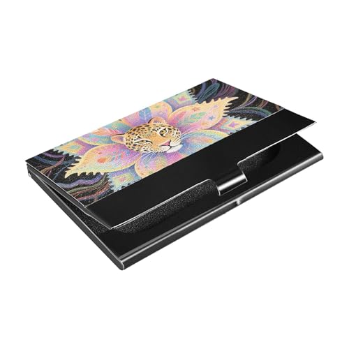 siphylline Boho Mandala Blumen Leopard Ultradünne Visitenkartenhalter mit Leder und Edelstahl Kreditkartenetui für Damen oder Herren von siphylline