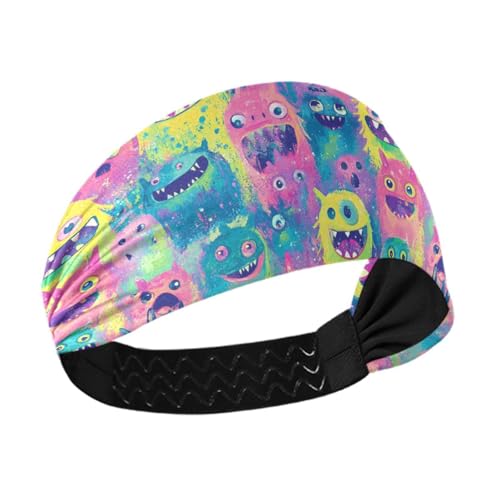 siphylline Bunte Monsters rutschfeste Stoff-Stirnbänder, elastische Haarbänder für Damenhaar, für Make-up, Sport, Workout, Wandern von siphylline