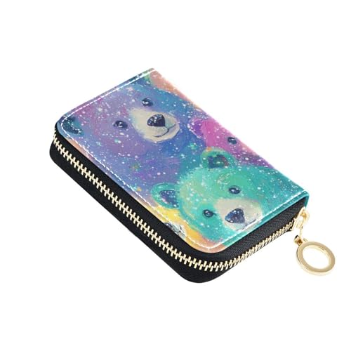 siphylline Bunte glitzernde Leder-Kartenetui für Damen, mit RFID-blockierendem Kartenhalter mit Reißverschluss von siphylline