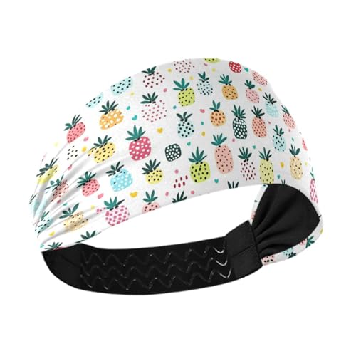 siphylline Buntes Haarband mit mehreren Ananas, Cartoon-Stil, rutschfest? Stirnband für Damen, modisch, dehnbarer Kopf für Damen, für Yoga, Basketball, Fußball, Fußball von siphylline