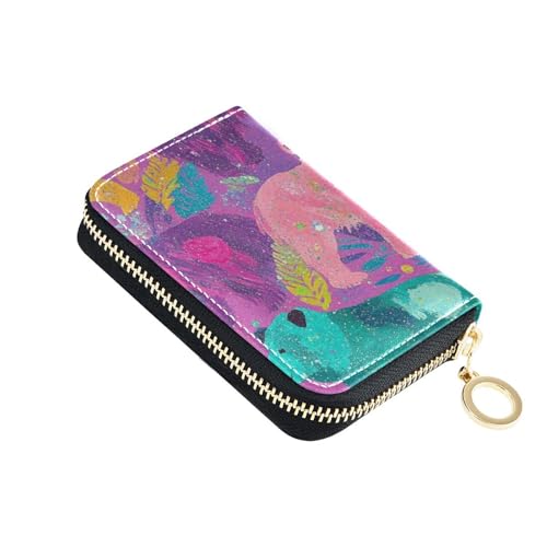 siphylline Buntes glitzerndes Kreditkartenetui aus Leder mit 2 Geldfächern, RFID-blockierendem Kartenhalter für Damen, mit Reißverschluss von siphylline