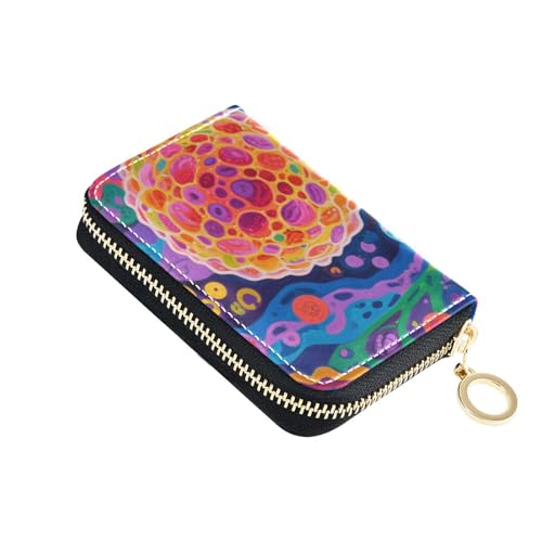 siphylline Cartoon-Geldbörse mit bunten Zellen aus Leder, Kartenhalter mit RFID-blockierendem Kartenhalter mit Reißverschluss von siphylline