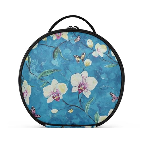 siphylline Cartoon-Orchidee Bluoiletry Tasche mit Fächern und Griff, Reise-Kosmetiktasche für Damen, mit verstellbaren Trennwänden, 27,9 cm siphylline Cartoon-Orchidee Bluoiletry Tasche mit Fächern und Griff, Reise-Kosmetiktasche für Damen, mit verstellbaren Trennwänden, 27,9 cm von siphylline