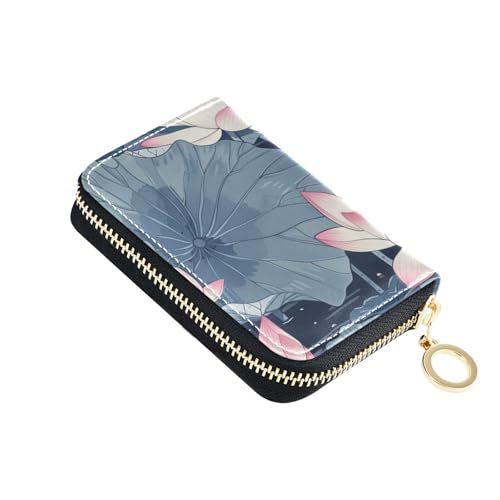 siphylline Chinesischer Stil Seerosenleder Damen Kreditkartenetui mit 2 Geldfächern, RFID-blockierendem Kartenhalter für Damen mit Reißverschluss siphylline Chinesischer Stil Seerosenleder Damen Kreditkartenetui mit 2 Geldfächern, RFID-blockierendem Kartenhalter für Damen mit Reißverschluss von siphylline