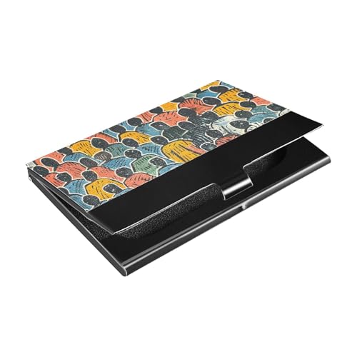 siphylline Colorful People Visitenkartenetui mit Kreditkartenfächern aus Leder und Edelstahl, für Geschäftstreffen von siphylline