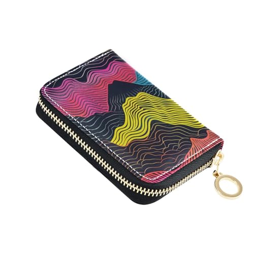 siphylline Colorful Waves Kreditkartenetui aus Leder mit Cion-Geldbörse, RFID-blockierend, Kartenetui für Herren mit Reißverschluss von siphylline