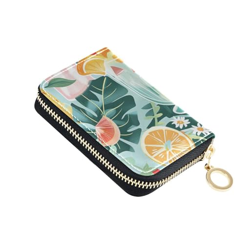 siphylline Damen-Geldbörse aus Leder mit lebhaftem Sommermotiv, mit RFID-blockierendem Kartenhalter mit Reißverschluss von siphylline