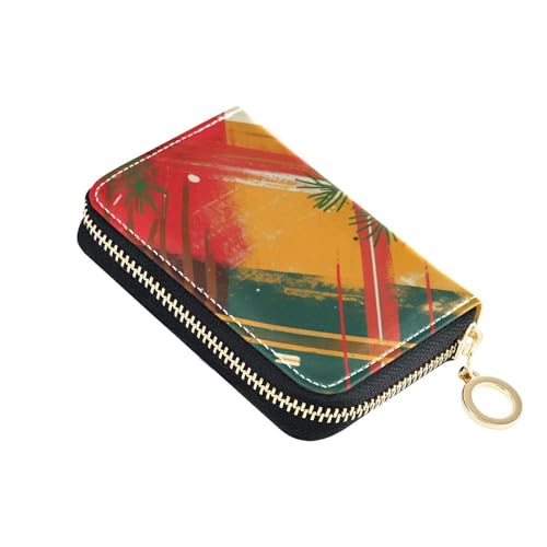 siphylline Damen-Geldbörse mit weihnachtlichem Büffelkaromuster, Leder, mit RFID-blockierendem Kreditkartenetui mit Reißverschluss, Rot / Grün von siphylline