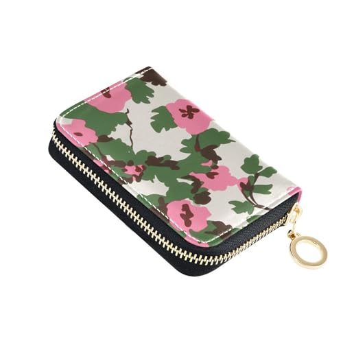 siphylline Damen Kartenetui aus Leder, mit RFID-blockierendem Kreditkartenetui mit Reißverschluss, Rot und Grün mit Tarnmuster von siphylline
