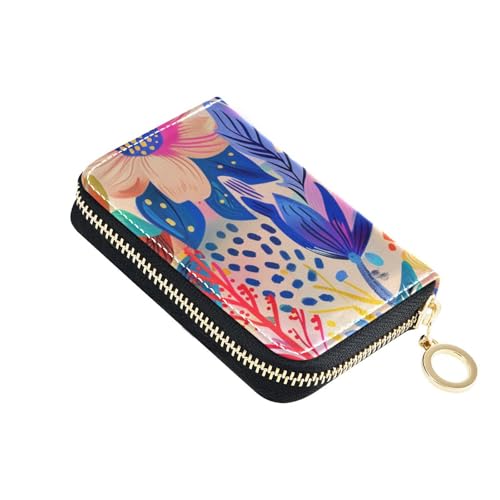 siphylline Damen-Kartenetui aus Leder mit 9 Kartenfächern, RFID-blockierend, mit Reißverschluss von siphylline