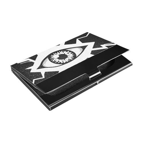 siphylline Devil Eye Schwarz und Weiß Slim Portable Visitenkartenhalter mit Leder und Edelstahl Kartenhalter für Damen oder Herren von siphylline