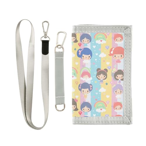siphylline Dolls Cartoon Trifold Wallet Money Clip for Men for Travel Pop Wallet with Lanyard, Puppen-Cartoon, 1 size von siphylline