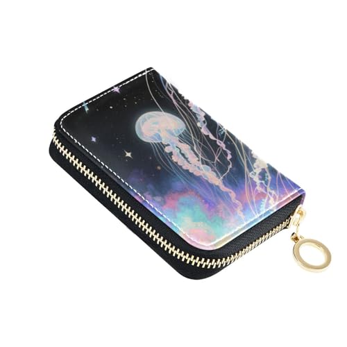 siphylline Dreamy Colorful Seafishes Herren-Geldbörse aus Leder mit 2 Geldfächern, RFID-blockierend, für Herren mit Reißverschluss von siphylline