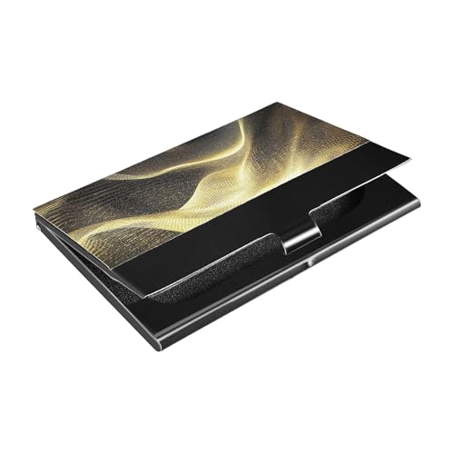 siphylline Dreidimensionaler Visitenkartenhalter mit goldfarbenen Wellenlinien und Kartenhalter aus Leder und Edelstahl zum Schutz Ihrer Karten von siphylline