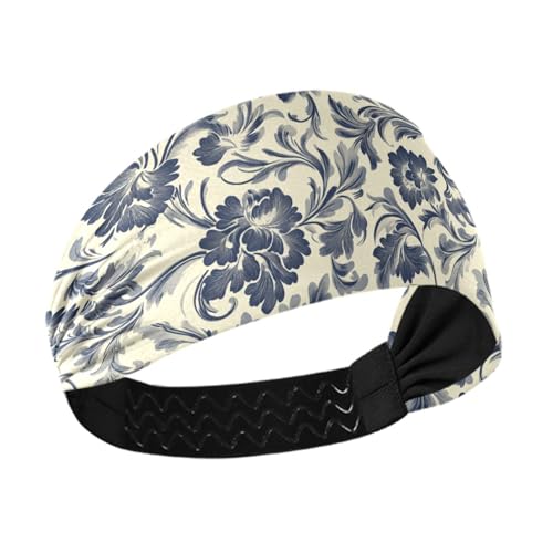 siphylline Elegantes Retro-Blumenmuster, rutschfest, dehnbare Haarbänder für Damenhaar, Basketball, Fitnessstudio, Basketball, athletischer Sport von siphylline
